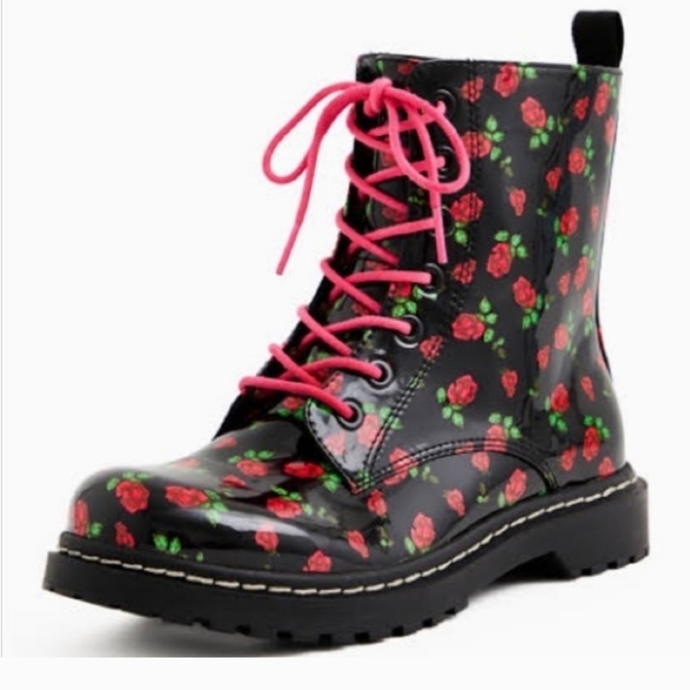 Floral Lace-Up Women's Boots